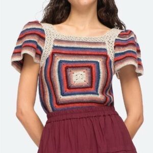 Sea NY Mena Hand Crochet Sweater